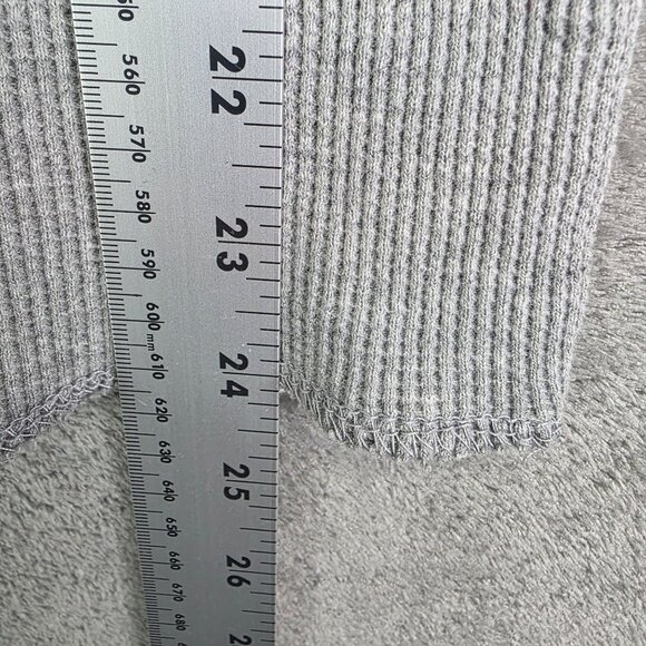 Womens Gray Intriguing Threads Waffle Knit Thermal Shirt Crew Neck Long Sleeve S - Picture 8 of 9